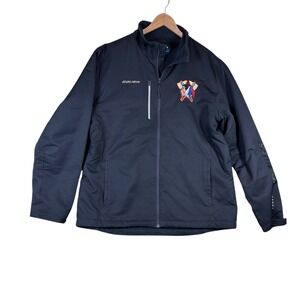 Bauer Team Mens XL Black Full Zip Fleece Lined Softshell Hockey Jacket Logo